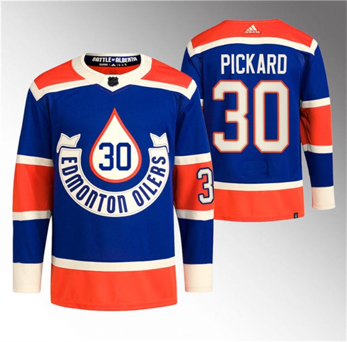 Men's Edmonton Oilers #30 Calvin Pickard 2023 Royal Heritage Classic Primegreen Stitched Jersey Men's Edmonton Oilers #30 Calvin Pickard 2023 Royal Heritage Classic Primegreen Stitched Jersey