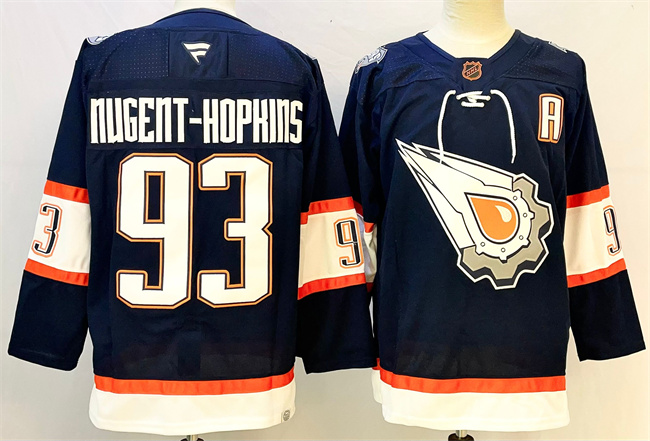 Men's Edmonton Oilers #93 Ryan Nugent-Hopkins Navy With A Patch Reverse Retro Stitched Jersey Men's Edmonton Oilers #93 Ryan Nugent-Hopkins Navy With A Patch Reverse Retro Stitched Jersey