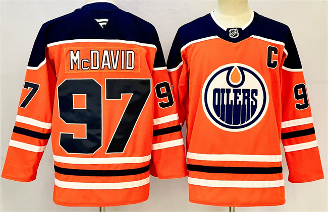 Men's Edmonton Oilers #97 Connor McDavid Orange 2024-25 With C Patch Heritage Classic Primegreen Stitched Jersey Men's Edmonton Oilers #97 Connor McDavid Orange 2024-25 With C Patch Heritage Classic Primegreen Stitched Jersey