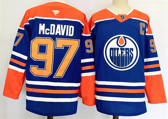 Men's Edmonton Oilers #97 Connor McDavid Royal 2024-25 Stitched Jersey Men's Edmonton Oilers #97 Connor McDavid Royal 2024-25 Stitched Jersey