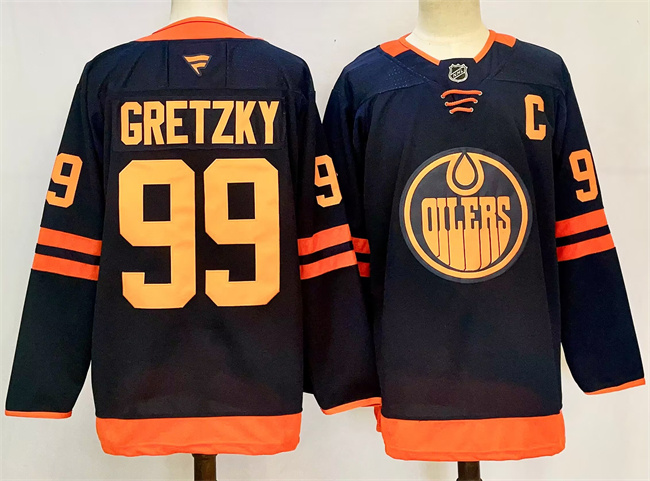 Men's Edmonton Oilers #99 Wayne Gretzky Navy 2024-25 C Patch Stitched Jersey Men's Edmonton Oilers #99 Wayne Gretzky Navy 2024-25 C Patch Stitched Jersey