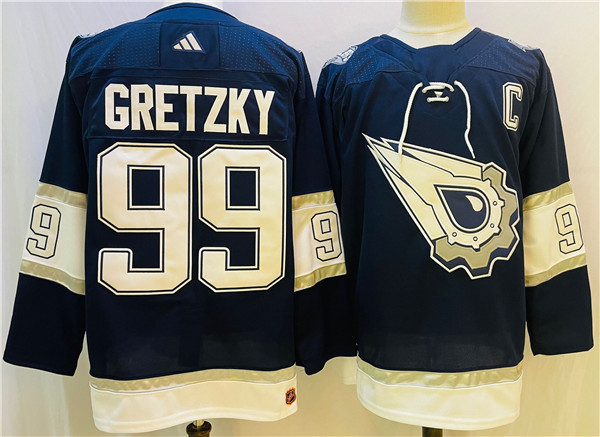 Men's Edmonton Oilers #99 Wayne Gretzky Navy White Stitched Jersey Men's Edmonton Oilers #99 Wayne Gretzky Navy White Stitched Jersey