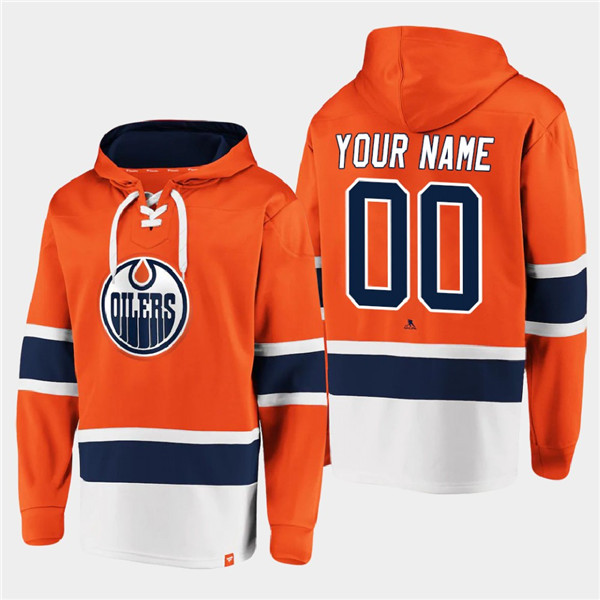 Men's Edmonton Oilers Active Player Custom Orange All Stitched Sweatshirt Hoodie Men's Edmonton Oilers Active Player Custom Orange All Stitched Sweatshirt Hoodie