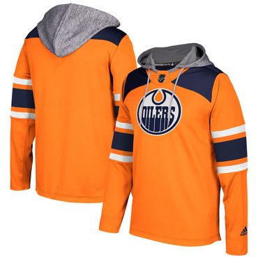 Men's Edmonton Oilers Adidas Orange Silver Jersey Pullover Hoodie Men's Edmonton Oilers Adidas Orange Silver Jersey Pullover Hoodie