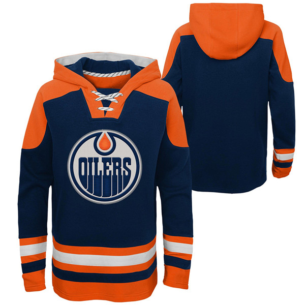 Men's Edmonton Oilers Blank Navy Ageless Must-Have Lace-Up Pullover Hoodie Men's Edmonton Oilers Blank Navy Ageless Must-Have Lace-Up Pullover Hoodie