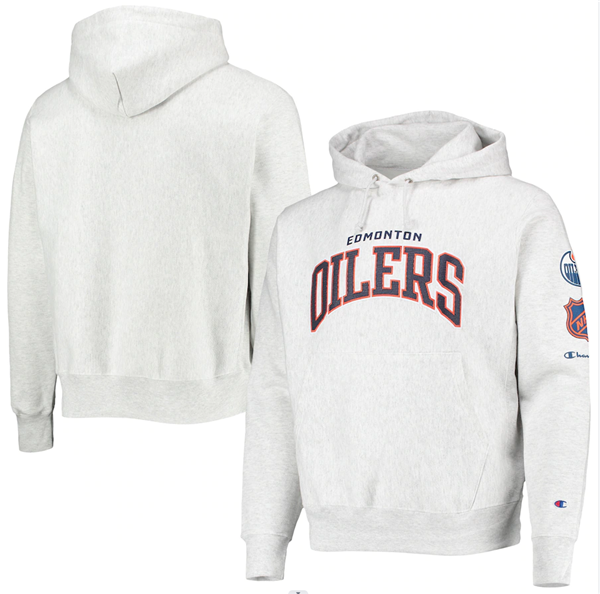 Men's Edmonton Oilers Champion Gray O&B Capsule II Pullover Hoodie Men's Edmonton Oilers Champion Gray O&B Capsule II Pullover Hoodie