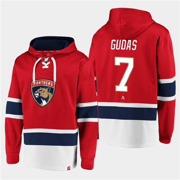 Men's Florida Panthers #7 Radko Gudas Red Ageless Must-Have Lace-Up Pullover Hoodie Men's Florida Panthers #7 Radko Gudas Red Ageless Must-Have Lace-Up Pullover Hoodie