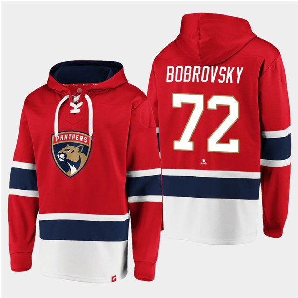 Men's Florida Panthers #72 Sergei Bobrovsky Red Ageless Must-Have Lace-Up Pullover Hoodie Men's Florida Panthers #72 Sergei Bobrovsky Red Ageless Must-Have Lace-Up Pullover Hoodie