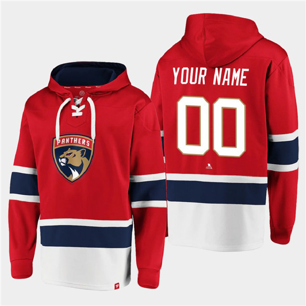 Men's Florida Panthers Active Player Custom Red Ageless Must-Have Lace-Up Pullover Hoodie Men's Florida Panthers Active Player Custom Red Ageless Must-Have Lace-Up Pullover Hoodie