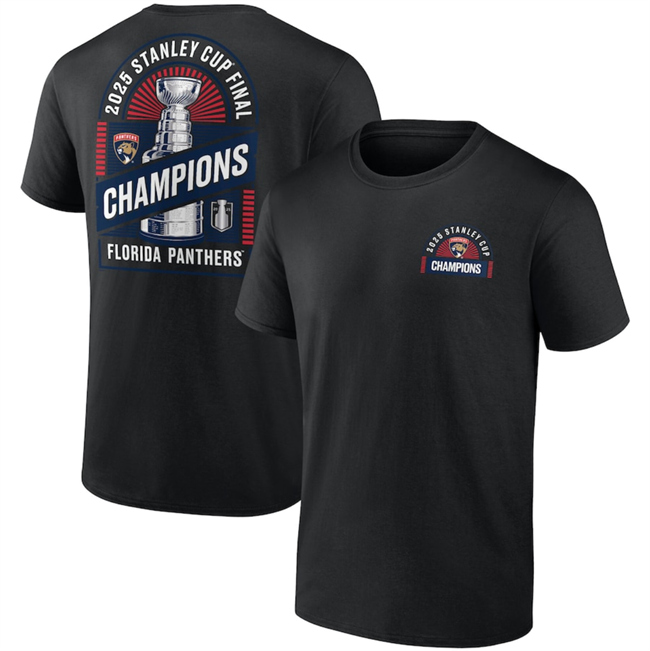 Men's Florida Panthers Black 2025 Stanley Cup Champions Shine T-Shirt Men's Florida Panthers Black 2025 Stanley Cup Champions Shine T-Shirt