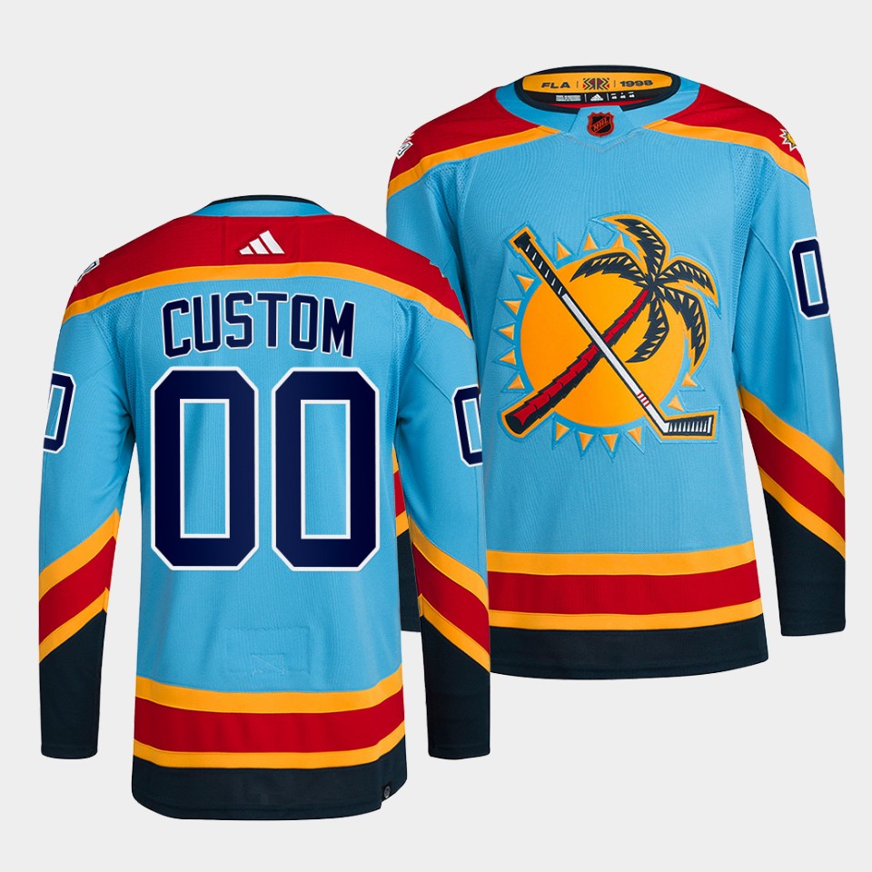 Men's Florida Panthers Custom Blue 2022 Reverse Retro Stitched Jersey Men's Florida Panthers Custom Blue 2022 Reverse Retro Stitched Jersey