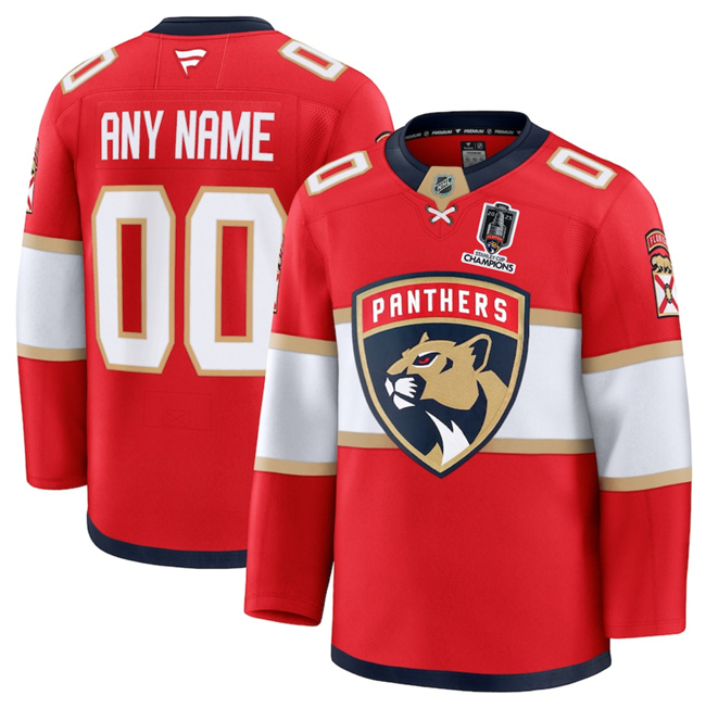 Men's Florida Panthers Custom Red Home 2025 Stanley Cup Champions Patch Stitched Hockey Jersey Men's Florida Panthers Custom Red Home 2025 Stanley Cup Champions Patch Stitched Hockey Jersey
