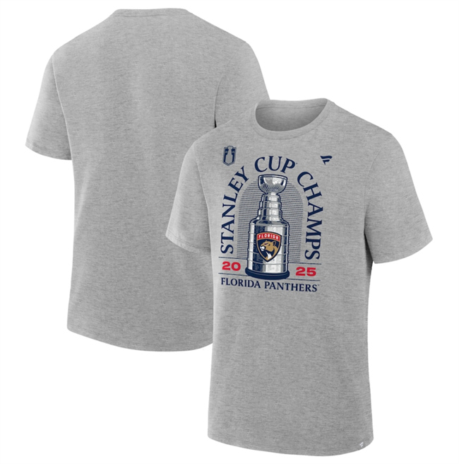 Men's Florida Panthers Heather Gray 2025 Stanley Cup Champions Locker Room T-Shirt Men's Florida Panthers Heather Gray 2025 Stanley Cup Champions Locker Room T-Shirt