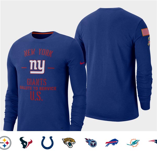 Men's Giants Royal 2019 Salute to Service Sideline Long Sleeve T-Shirt Men's Giants Royal 2019 Salute to Service Sideline Long Sleeve T-Shirt