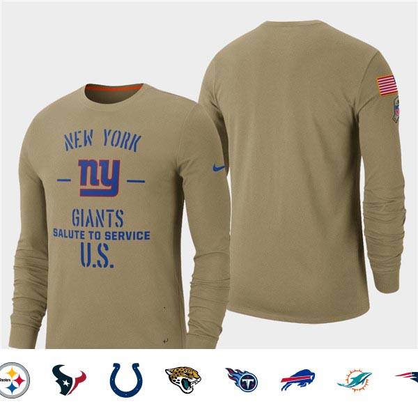 Men's Giants Tan 2019 Salute to Service Sideline Long Sleeve T-Shirt Men's Giants Tan 2019 Salute to Service Sideline Long Sleeve T-Shirt