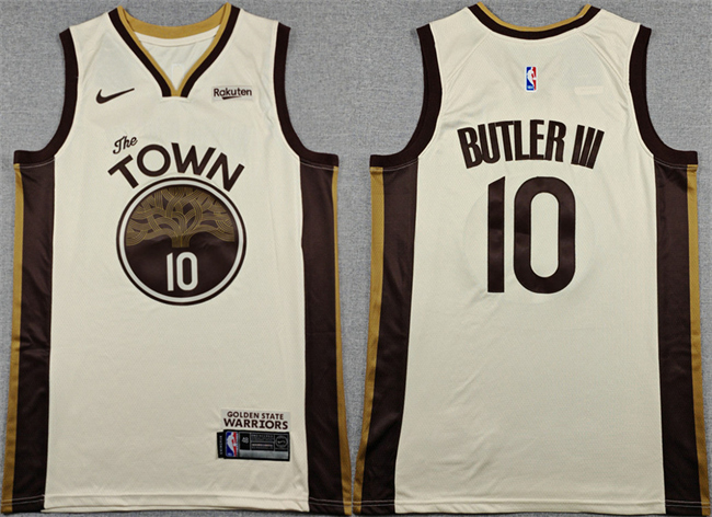 Men's Golden State Warriors #10 Jimmy Butler III Tan 2025 City Edition Stitched Basketball Jersey Men's Golden State Warriors #10 Jimmy Butler III Tan 2025 City Edition Stitched Basketball Jersey