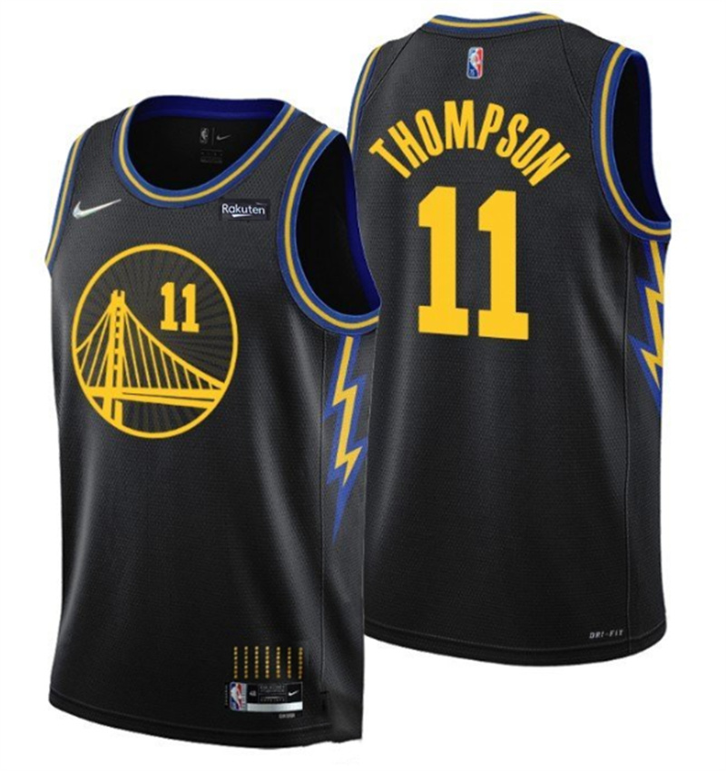 Men's Golden State Warriors #11 Klay Thompson 75th Anniversary Black Stitched Basketball Jersey Men's Golden State Warriors #11 Klay Thompson 75th Anniversary Black Stitched Basketball Jersey