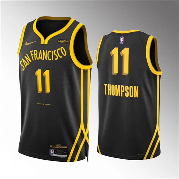 Men's Golden State Warriors #11 Klay Thompson Black 2023 24 City Edition Stitched Basketball Jersey Men's Golden State Warriors #11 Klay Thompson Black 2023 24 City Edition Stitched Basketball Jersey
