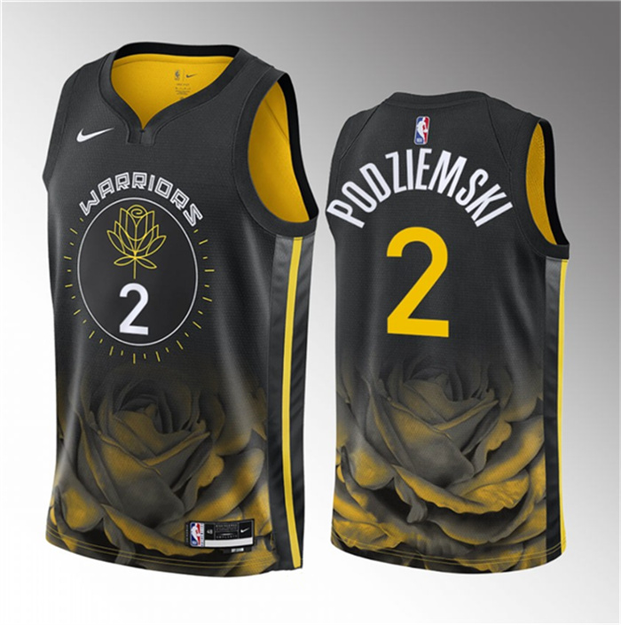 Men's Golden State Warriors #2 Brandin Podziemski Black 2023 Draft City Edition Swingman Stitched Basketball Jersey Men's Golden State Warriors #2 Brandin Podziemski Black 2023 Draft City Edition Swingman Stitched Basketball Jersey