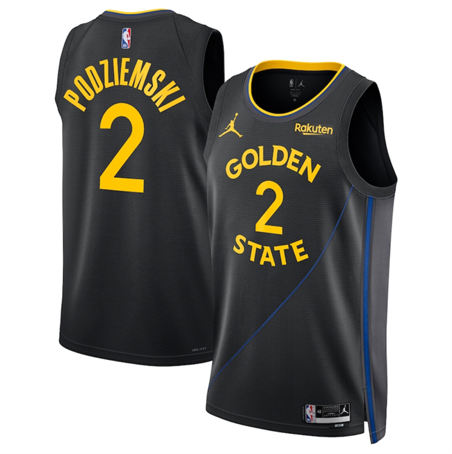 Men's Golden State Warriors #2 Brandin Podziemski Black 2024 25 Statement Edition Stitched Basketball Jersey Men's Golden State Warriors #2 Brandin Podziemski Black 2024 25 Statement Edition Stitched Basketball Jersey