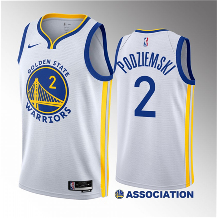 Men's Golden State Warriors #2 Brandin Podziemski White 2023 Draft Association Edition Swingman Stitched Basketball Jersey Men's Golden State Warriors #2 Brandin Podziemski White 2023 Draft Association Edition Swingman Stitched Basketball Jersey