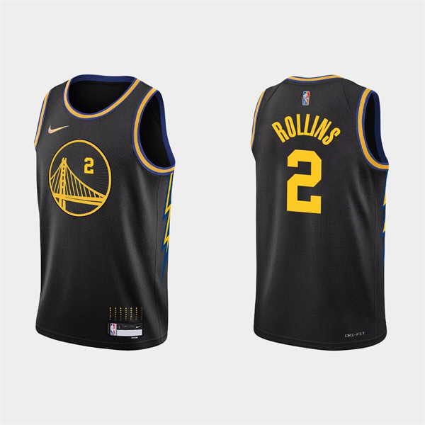 Men's Golden State Warriors #2 Ryan Rollins 2022 Black Stitched Basketball Jersey Men's Golden State Warriors #2 Ryan Rollins 2022 Black Stitched Basketball Jersey