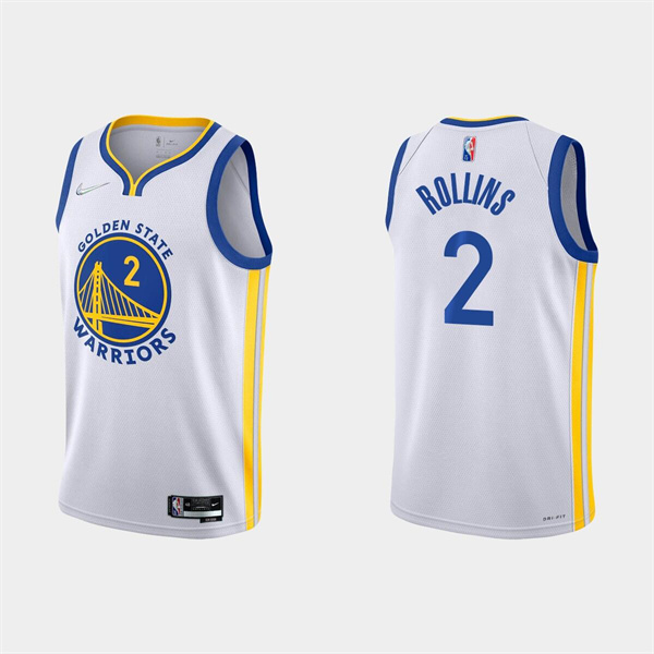 Men's Golden State Warriors #2 Ryan Rollins 2022 White Stitched Basketball Jersey Men's Golden State Warriors #2 Ryan Rollins 2022 White Stitched Basketball Jersey
