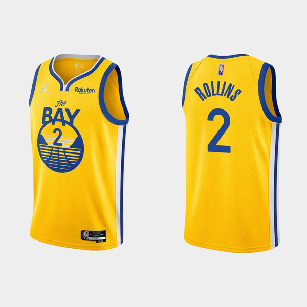 Men's Golden State Warriors #2 Ryan Rollins 2022 Yellow Stitched Basketball Jersey Men's Golden State Warriors #2 Ryan Rollins 2022 Yellow Stitched Basketball Jersey