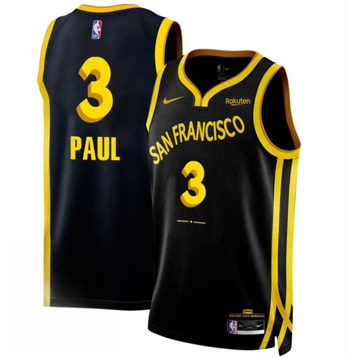 Men's Golden State Warriors #3 Chris Paul Black 2023 24 City Edition Stitched Basketball Jersey Men's Golden State Warriors #3 Chris Paul Black 2023 24 City Edition Stitched Basketball Jersey