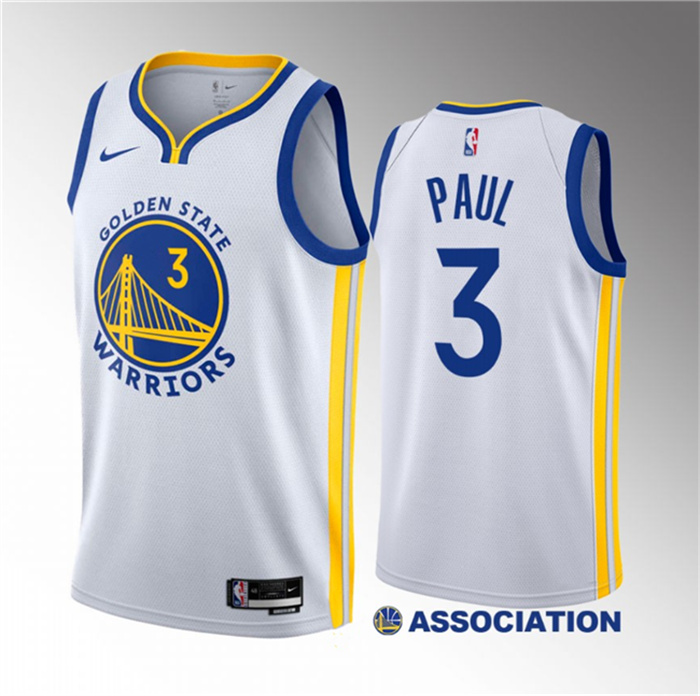 Men's Golden State Warriors #3 Chris Paul White Association Edition Stitched Basketball Jersey Men's Golden State Warriors #3 Chris Paul White Association Edition Stitched Basketball Jersey