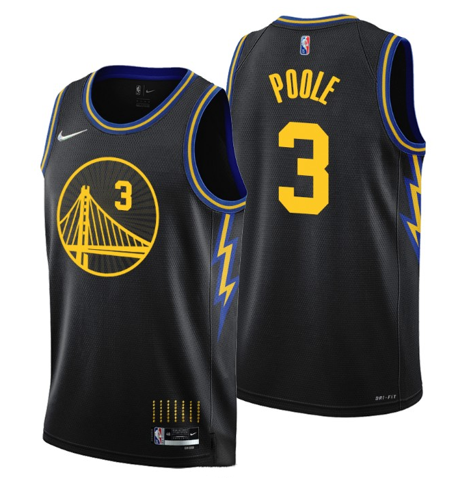 Men's Golden State Warriors #3 Jordan Poole Black Stitched Basketball Jersey Men's Golden State Warriors #3 Jordan Poole Black Stitched Basketball Jersey