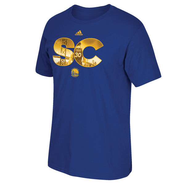 Men's Golden State Warriors 30 Stephen Curry Royal Initial Landmark T-Shirt Men's Golden State Warriors 30 Stephen Curry Royal Initial Landmark T-Shirt