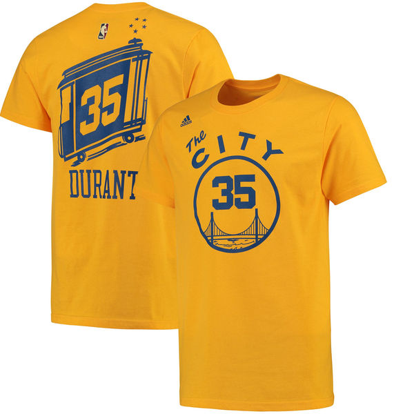 Men's Golden State Warriors 35 Kevin Durant Gold Net Number T-Shirt Men's Golden State Warriors 35 Kevin Durant Gold Net Number T-Shirt