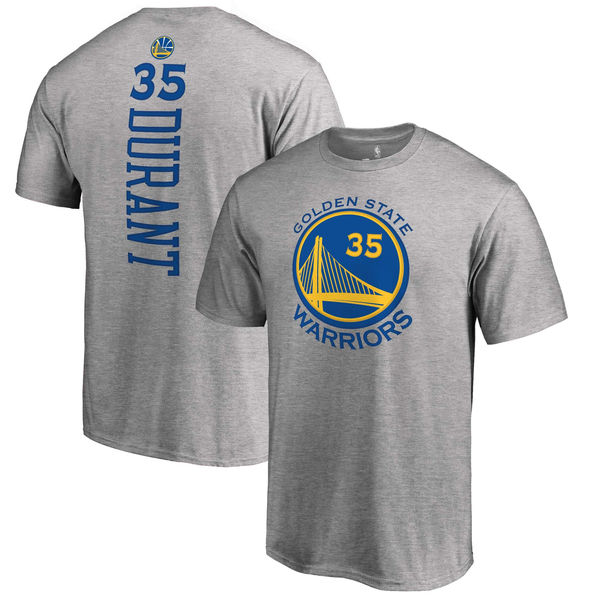 Men's Golden State Warriors 35 Kevin Durant Gray Backer Name & Number T-Shirt Men's Golden State Warriors 35 Kevin Durant Gray Backer Name & Number T-Shirt