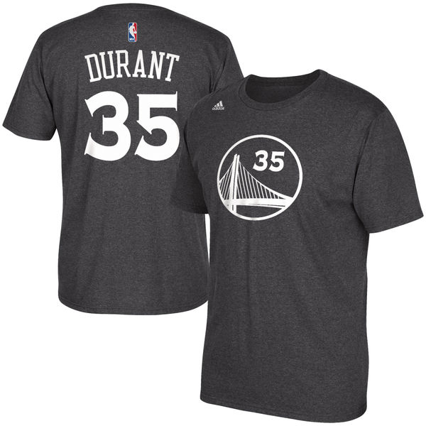 Men's Golden State Warriors 35 Kevin Durant Gray Name & Number T-Shirt Men's Golden State Warriors 35 Kevin Durant Gray Name & Number T-Shirt