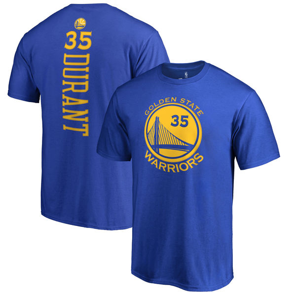 Men's Golden State Warriors 35 Kevin Durant Royal Backer Name & Number T-Shirt Men's Golden State Warriors 35 Kevin Durant Royal Backer Name & Number T-Shirt
