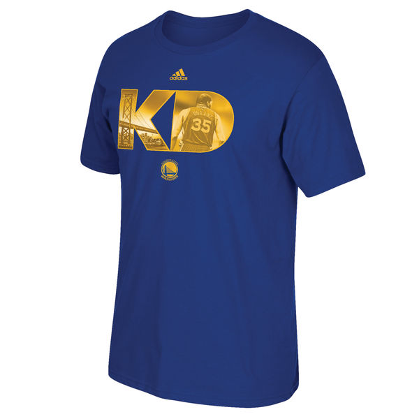 Men's Golden State Warriors 35 Kevin Durant Royal Initial Landmark T-Shirt Men's Golden State Warriors 35 Kevin Durant Royal Initial Landmark T-Shirt