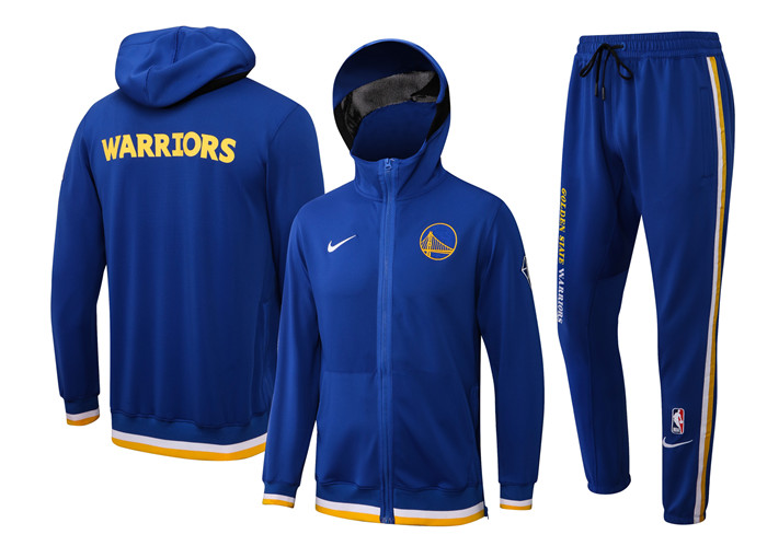 Men's Golden State Warriors 75th Anniversary Royal Performance Showtime Full-Zip Hoodie Jacket And Pants Suit Men's Golden State Warriors 75th Anniversary Royal Performance Showtime Full-Zip Hoodie Jacket And Pants Suit