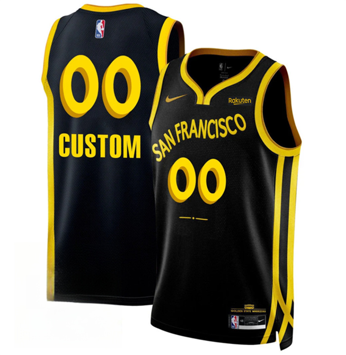 Men's Golden State Warriors Active Player Custom Black 2023 24 City Edition Stitched Basketball Jersey Men's Golden State Warriors Active Player Custom Black 2023 24 City Edition Stitched Basketball Jersey