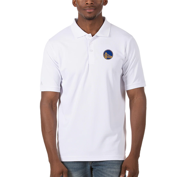 Men's Golden State Warriors Antigua White Legacy Pique Polo Men's Golden State Warriors Antigua White Legacy Pique Polo