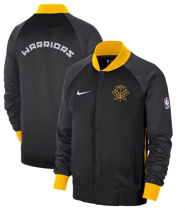 Men's Golden State Warriors Black 2022 23 City Edition Full-Zip Jacket Men's Golden State Warriors Black 2022 23 City Edition Full-Zip Jacket
