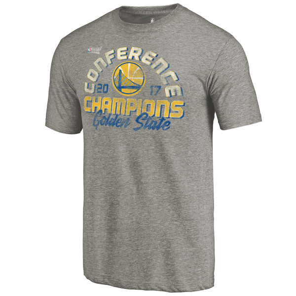 Men's Golden State Warriors Fanatics Branded Heather Gray 2017 Western Conference Champions Fade Away Tri Blend T-Shirt Men's Golden State Warriors Fanatics Branded Heather Gray 2017 Western Conference Champions Fade Away Tri Blend T-Shirt
