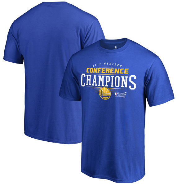 Men's Golden State Warriors Fanatics Branded Royal 2017 Western Conference Champions Finals Crossover T-Shirt Men's Golden State Warriors Fanatics Branded Royal 2017 Western Conference Champions Finals Crossover T-Shirt