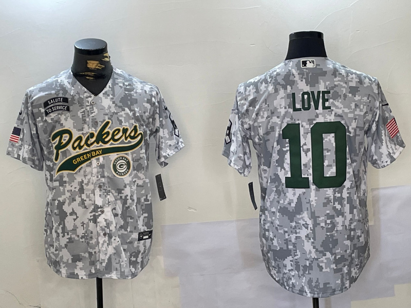 Men's Green Bay Packers #10 Jordan Love 2024 Arctic Camo Salute To Service Stitched Baseball Jersey 2