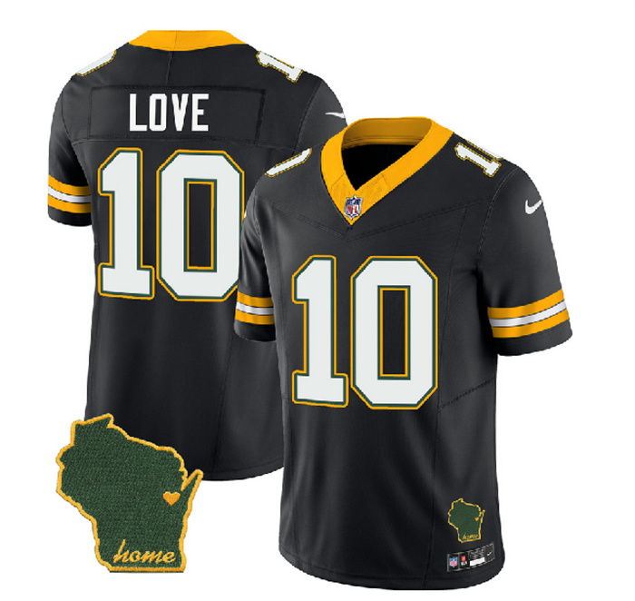 Men's Green Bay Packers #10 Jordan Love Black 2023 F.U.S.E. Home Patch Vapor Untouchable Limited Stitched Jersey Men's Green Bay Packers #10 Jordan Love Black 2023 F.U.S.E. Home Patch Vapor Untouchable Limited Stitched Jersey