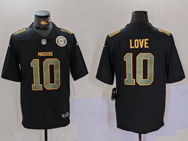 Men's Green Bay Packers #10 Jordan Love Black Fashion Vapor Limited Stitched Football Jersey 1 Men's Green Bay Packers #10 Jordan Love Black Fashion Vapor Limited Stitched Football Jersey 1