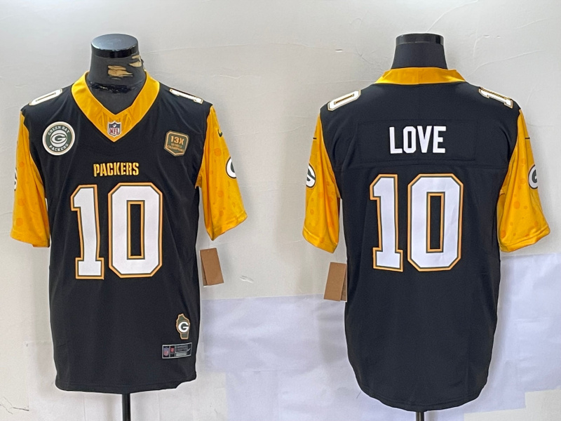 Men's Green Bay Packers #10 Jordan Love Black White Gold 2024 F.U.S.E. Home Patch Vapor Untouchable Limited Stitched Jersey 1 Men's Green Bay Packers #10 Jordan Love Black White Gold 2024 F.U.S.E. Home Patch Vapor Untouchable Limited Stitched Jersey 1