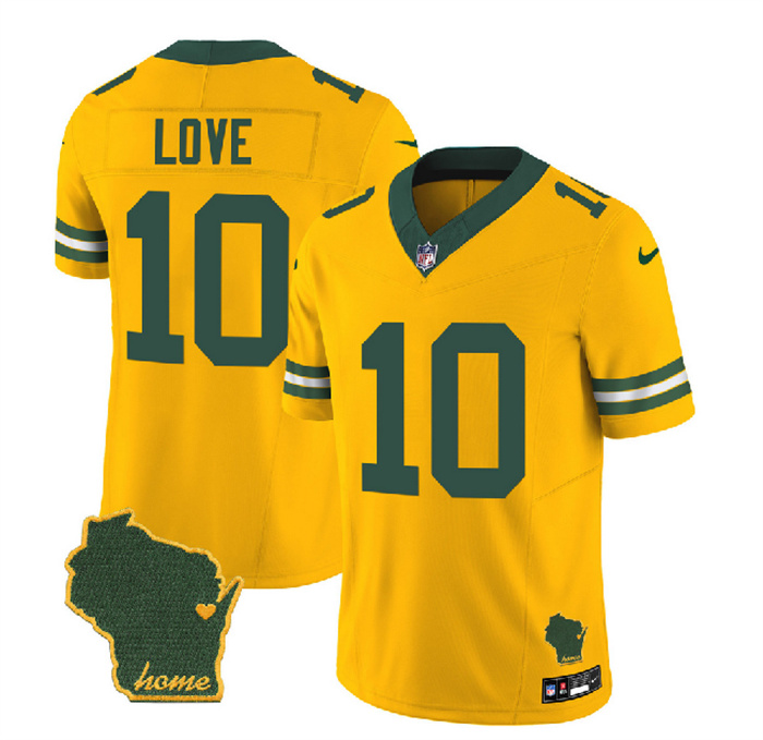 Men's Green Bay Packers #10 Jordan Love Gold 2023 F.U.S.E. Home Patch Vapor Untouchable Limited Stitched Jersey Men's Green Bay Packers #10 Jordan Love Gold 2023 F.U.S.E. Home Patch Vapor Untouchable Limited Stitched Jersey