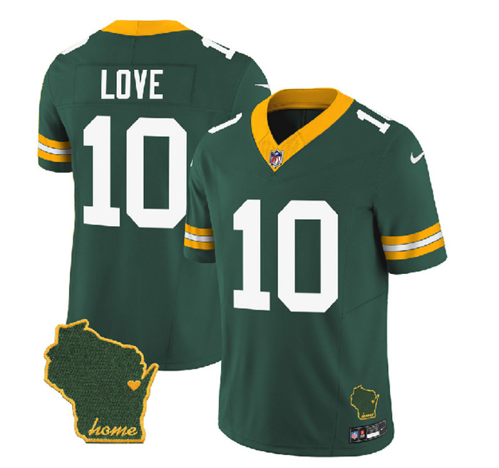 Men's Green Bay Packers #10 Jordan Love Green 2023 F.U.S.E. Home Patch Vapor Untouchable Limited Stitched Jersey Men's Green Bay Packers #10 Jordan Love Green 2023 F.U.S.E. Home Patch Vapor Untouchable Limited Stitched Jersey