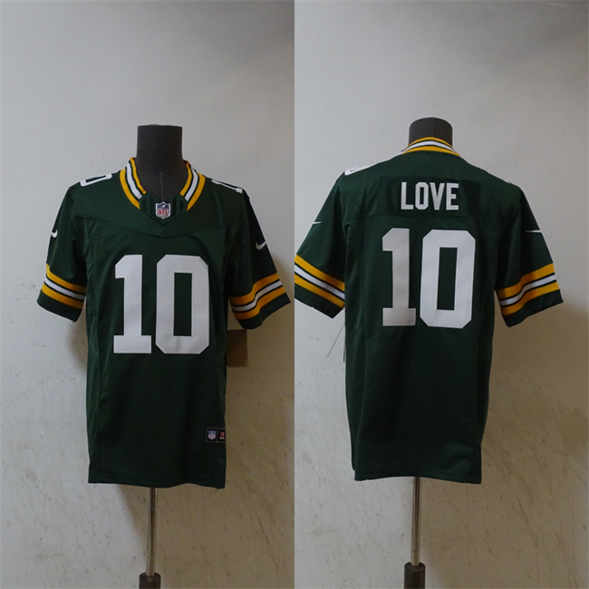 Men's Green Bay Packers #10 Jordan Love Green Vapor 2024 F.U.S.E. Limited Stitched Football Jersey Men's Green Bay Packers #10 Jordan Love Green Vapor 2024 F.U.S.E. Limited Stitched Football Jersey